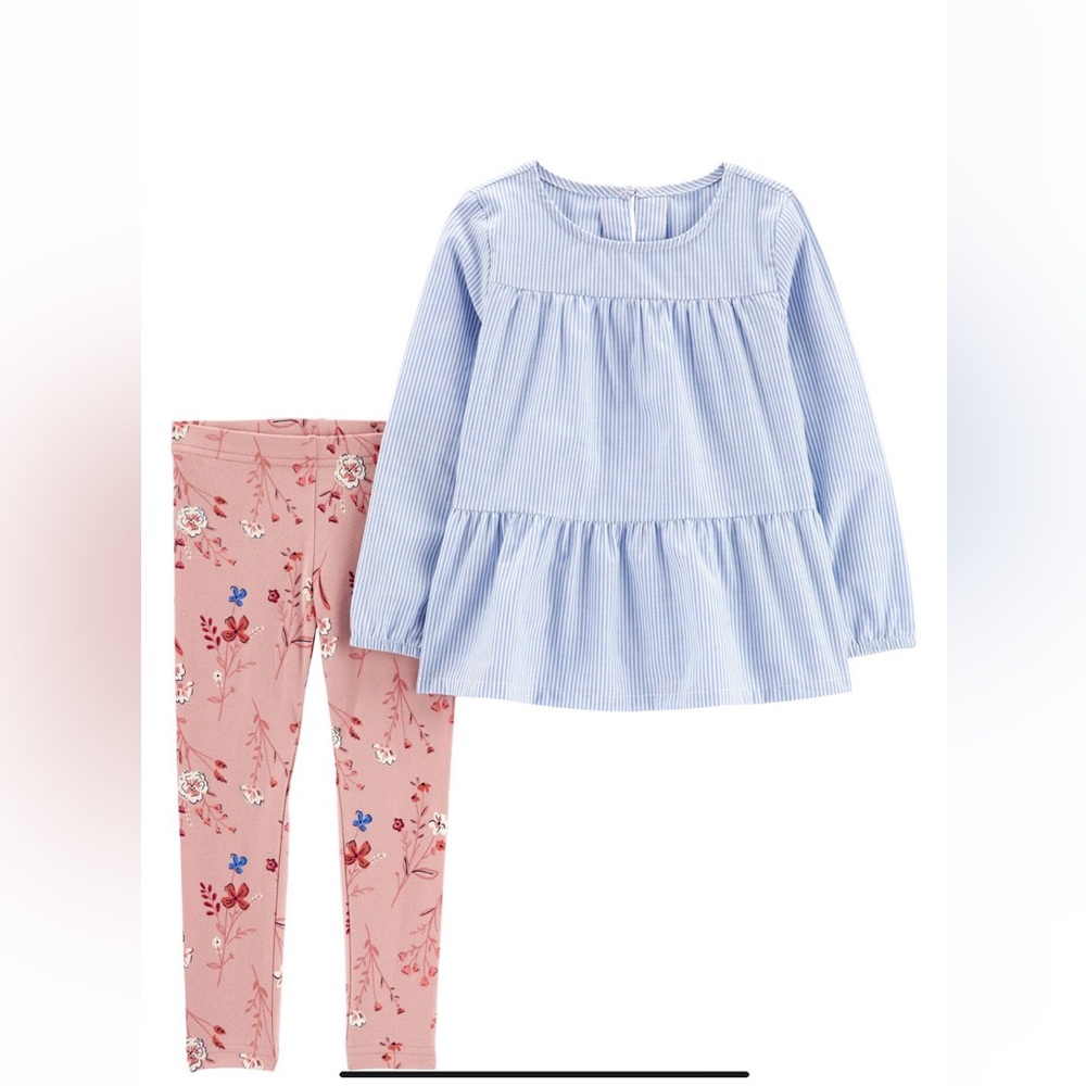 2-Piece Striped Tiered Top & Legging Set size 18 months